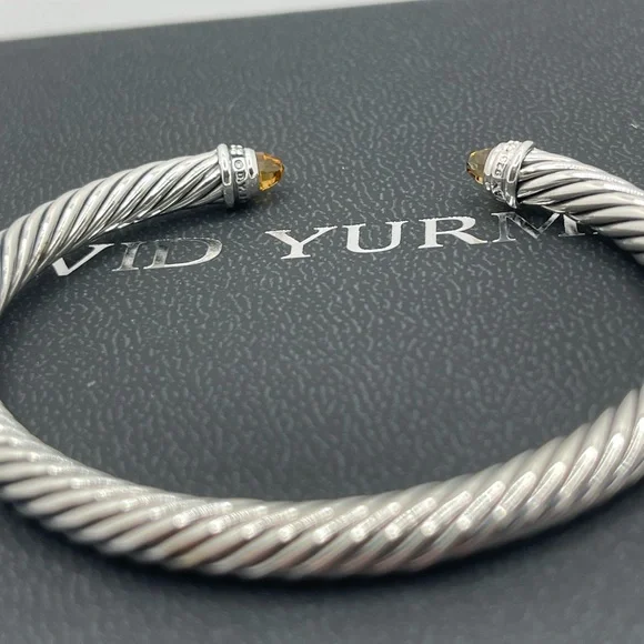 David Yurman Cable Classic Collection Bracelet with Citrine and Diamonds, 5mm - Picture 6 of 10